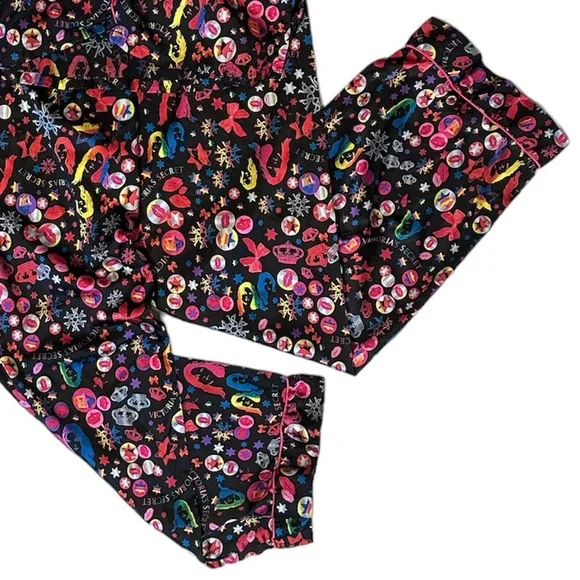 Victoria's Secret Special Edition Supermodel Crowns Bows Print Pajama Set Size S - Picture 4 of 10